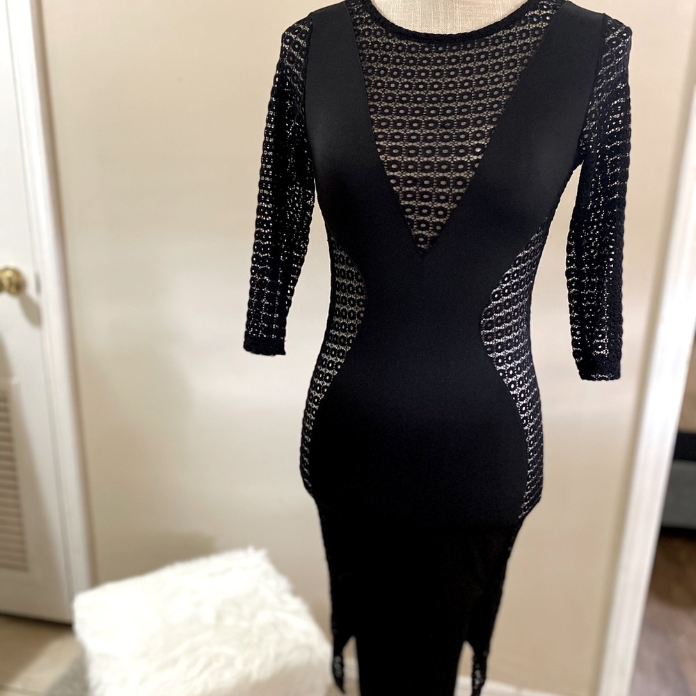 Sexy black vented dress